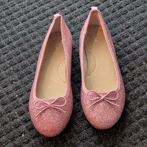 Pink Glitter Ballet Flats with Bow